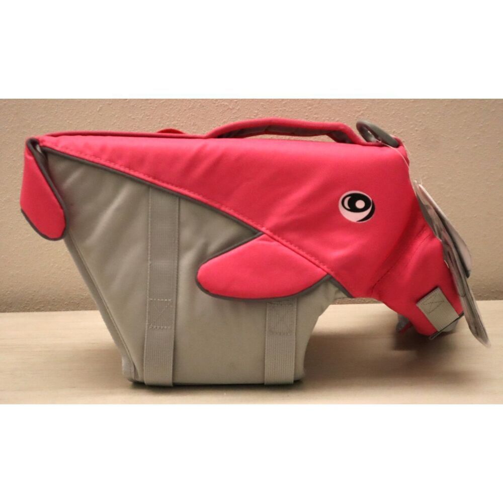 VIVAGLORY Medium Dog / Pink Whale Shaped Sports Style Adjustable Life Vest